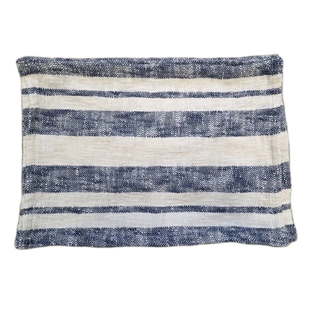 BLUE WHITE Striped Placemats Set 8 Linen Like Knit Cottage  Tabletop NWOT Decor